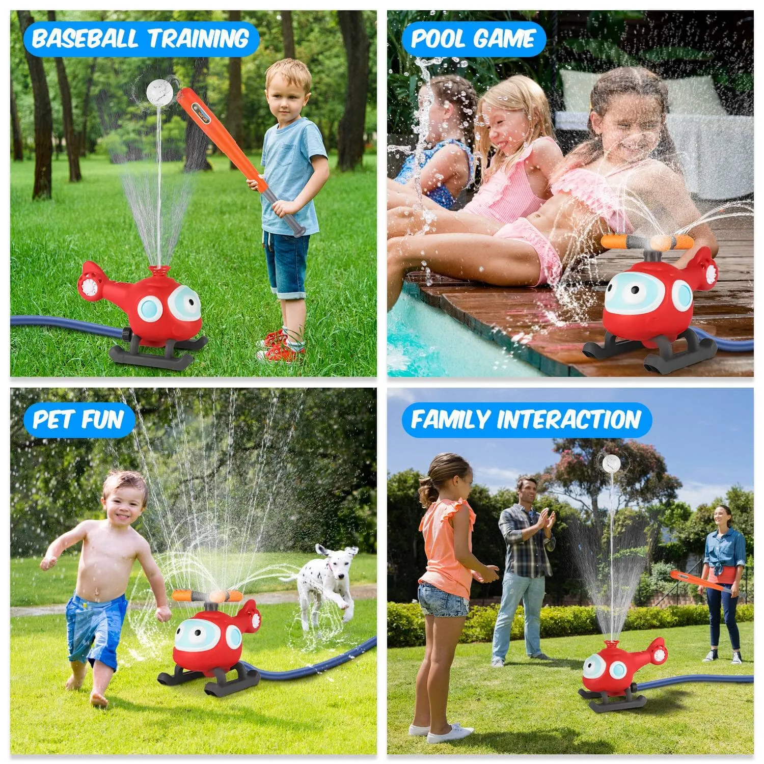 2-in-1 Water Sprinkler Baseball Helicopter Toy