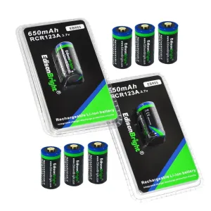 8 Pack Brand New EdisonBright EBR65 16340 (RCR123A) rechargeable Li-ion batteries