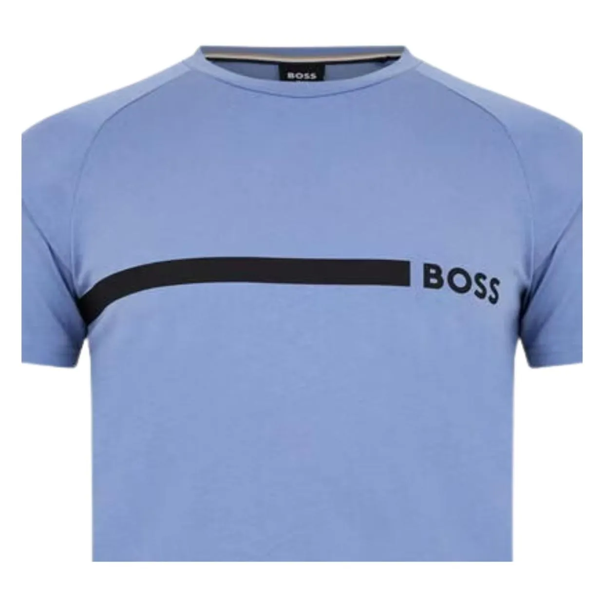 BOSS Logo & Stripe Print Slim Fit Blue T-Shirt