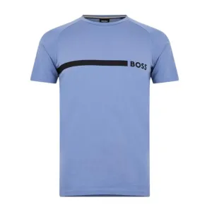 BOSS Logo & Stripe Print Slim Fit Blue T-Shirt