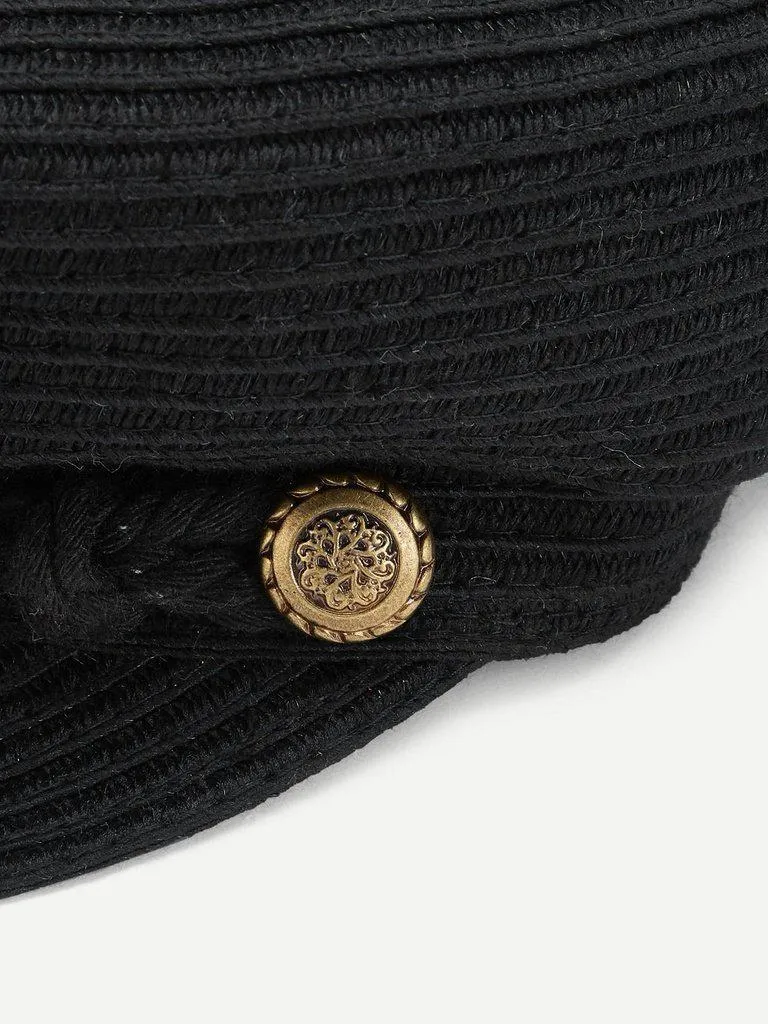 Button Detail Rib Bakerboy Cap