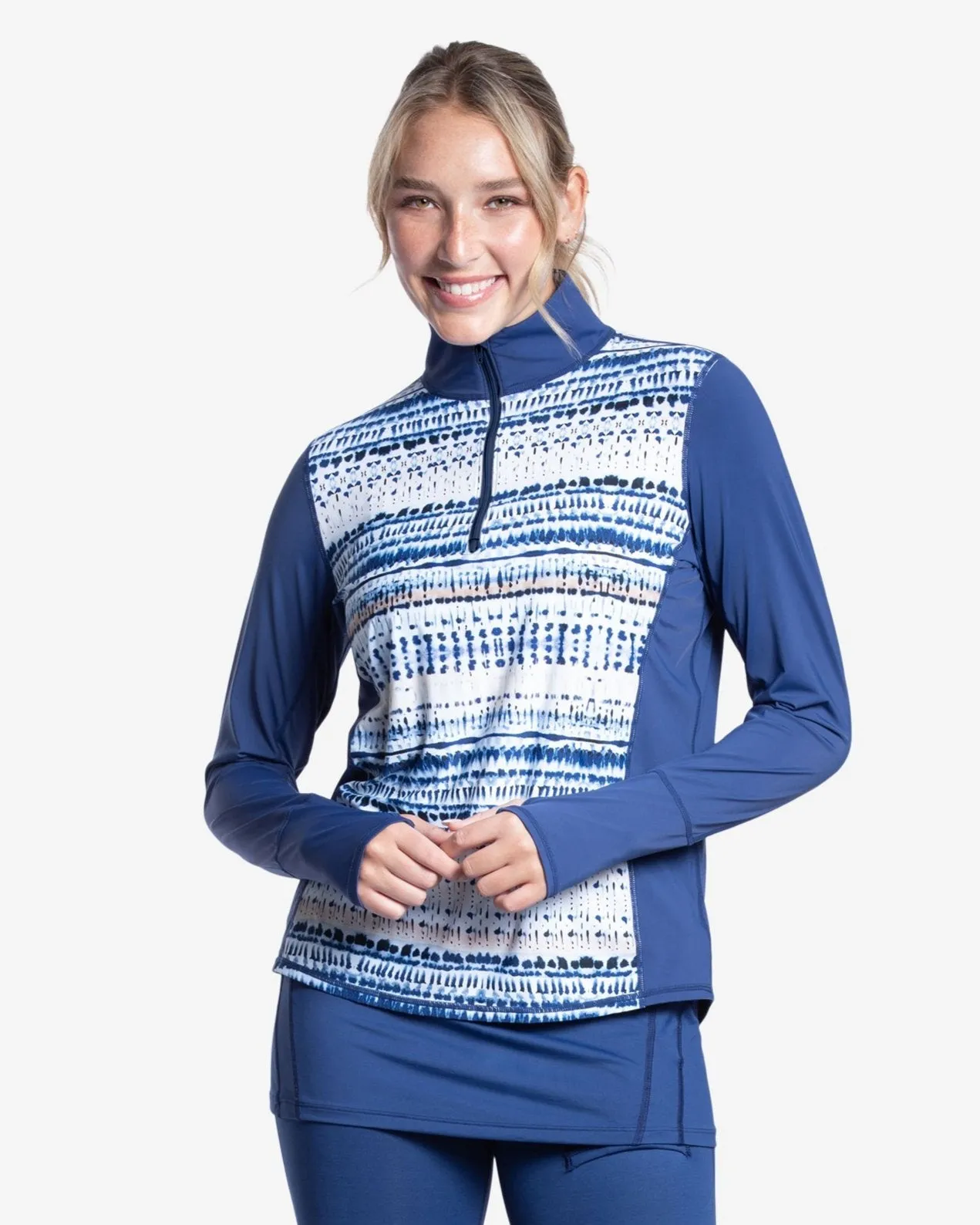 CLEARANCE - BLOQUV x JANTZEN - WOMEN'S RELAXED MOCK ZIP TOP (3002JC)