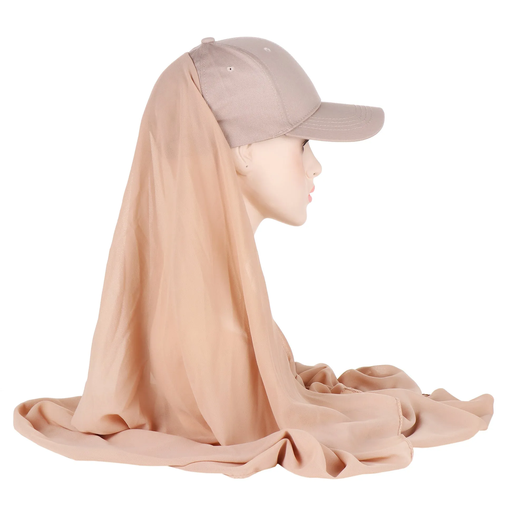 ER01  Solid color pearl scarf and cotton sports wind baseball cap One 2-piece cover scarf and hat instant hijab sport hijab