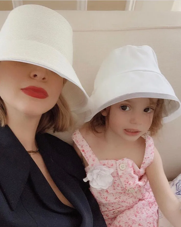 Ettrick: White Straw Bucket Hat As Seen On Kerry Pieri (and Lila)