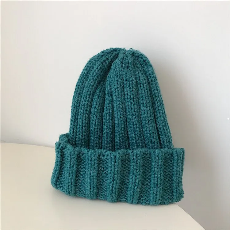 Fashion Solid Color Striped Knitted Bonnet Women Hat Winter Autumn Warm Knit Beanie Cap Ladies Girls Hats Cap