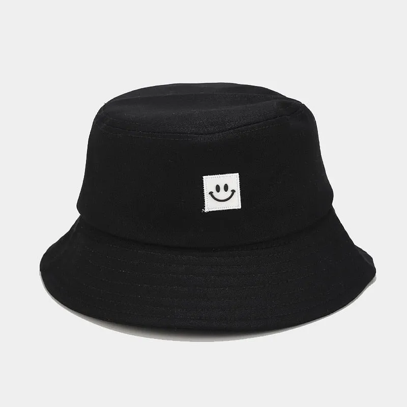 Fashion Women Bucket Hat New Candy Colors Smile Face Sun Hat Outdoor Sports Travel Beach Caps Fishermen Hats Hip Hop Female Cap