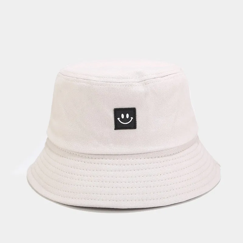 Fashion Women Bucket Hat New Candy Colors Smile Face Sun Hat Outdoor Sports Travel Beach Caps Fishermen Hats Hip Hop Female Cap