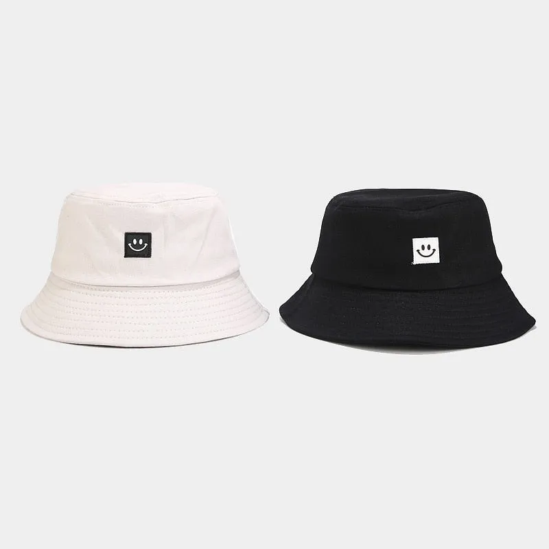 Fashion Women Bucket Hat New Candy Colors Smile Face Sun Hat Outdoor Sports Travel Beach Caps Fishermen Hats Hip Hop Female Cap