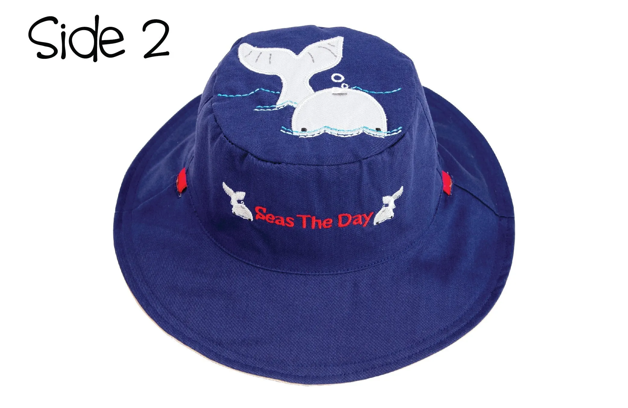 FlapJackKids - Reversible Kids' Sun Hat - Lobster / Whale