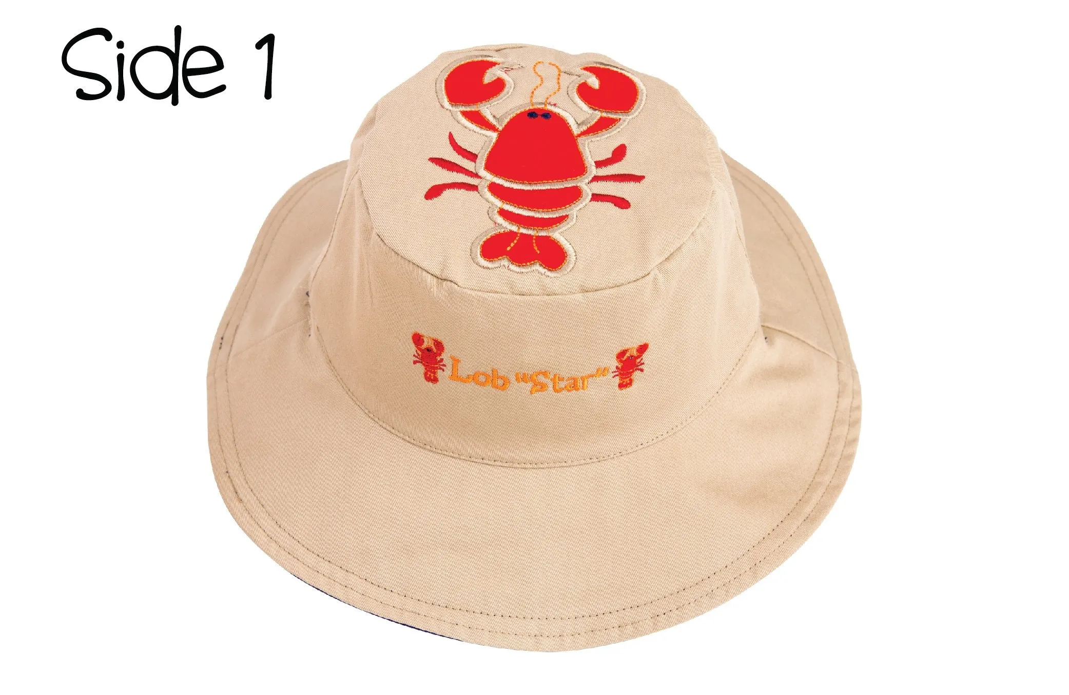 FlapJackKids - Reversible Kids' Sun Hat - Lobster / Whale