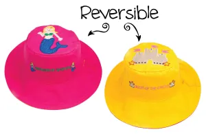 FlapJackKids - Reversible Kids' Sun Hat - Mermaid / Sandcastle