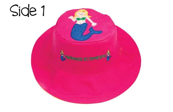 FlapJackKids - Reversible Kids' Sun Hat - Mermaid / Sandcastle