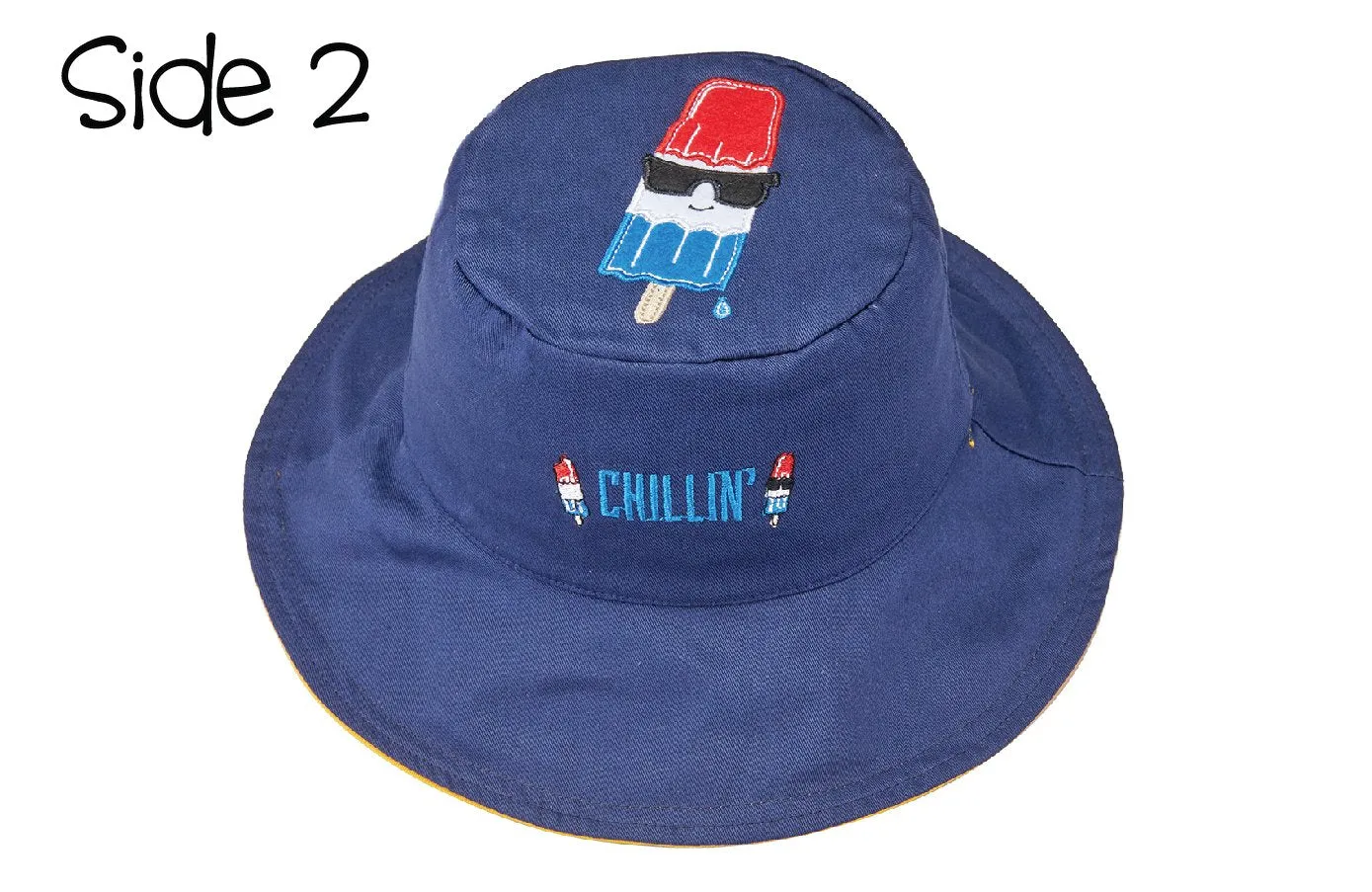 FlapJackKids - Reversible Kids' Sun Hat - Surfer / Cool Popsicle