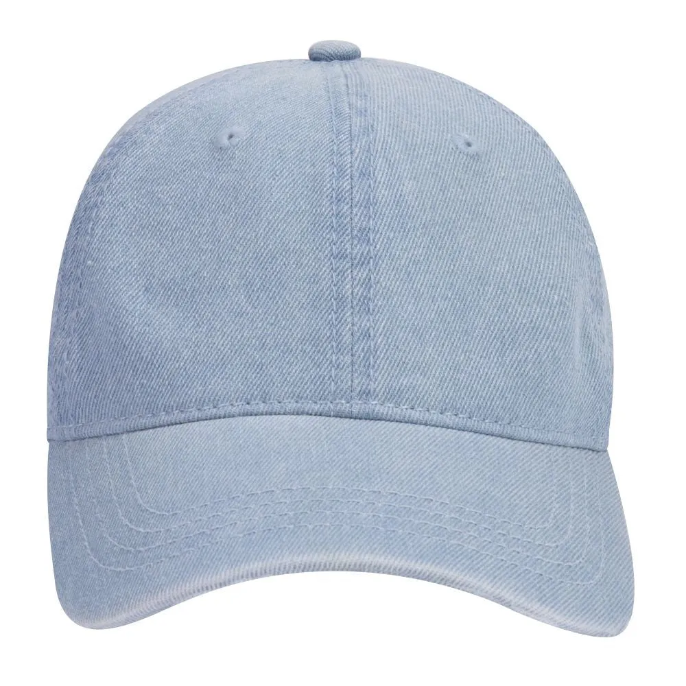 Garment Washed Pigment Dyed Denim Six Panel Low Profile Dad Hat