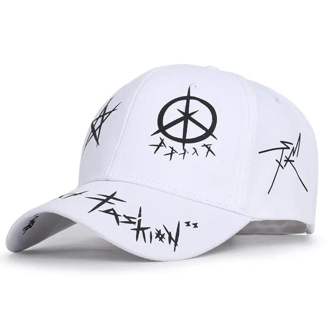 Graffiti Star Black & White Baseball Cap