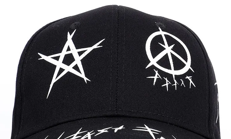 Graffiti Star Black & White Baseball Cap