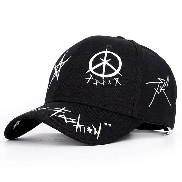 Graffiti Star Black & White Baseball Cap