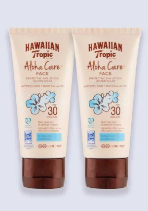 Hawaiian Tropic Aloha Care FACE Protective Sun Lotion SPF 30 90ml 2 Pack Saver