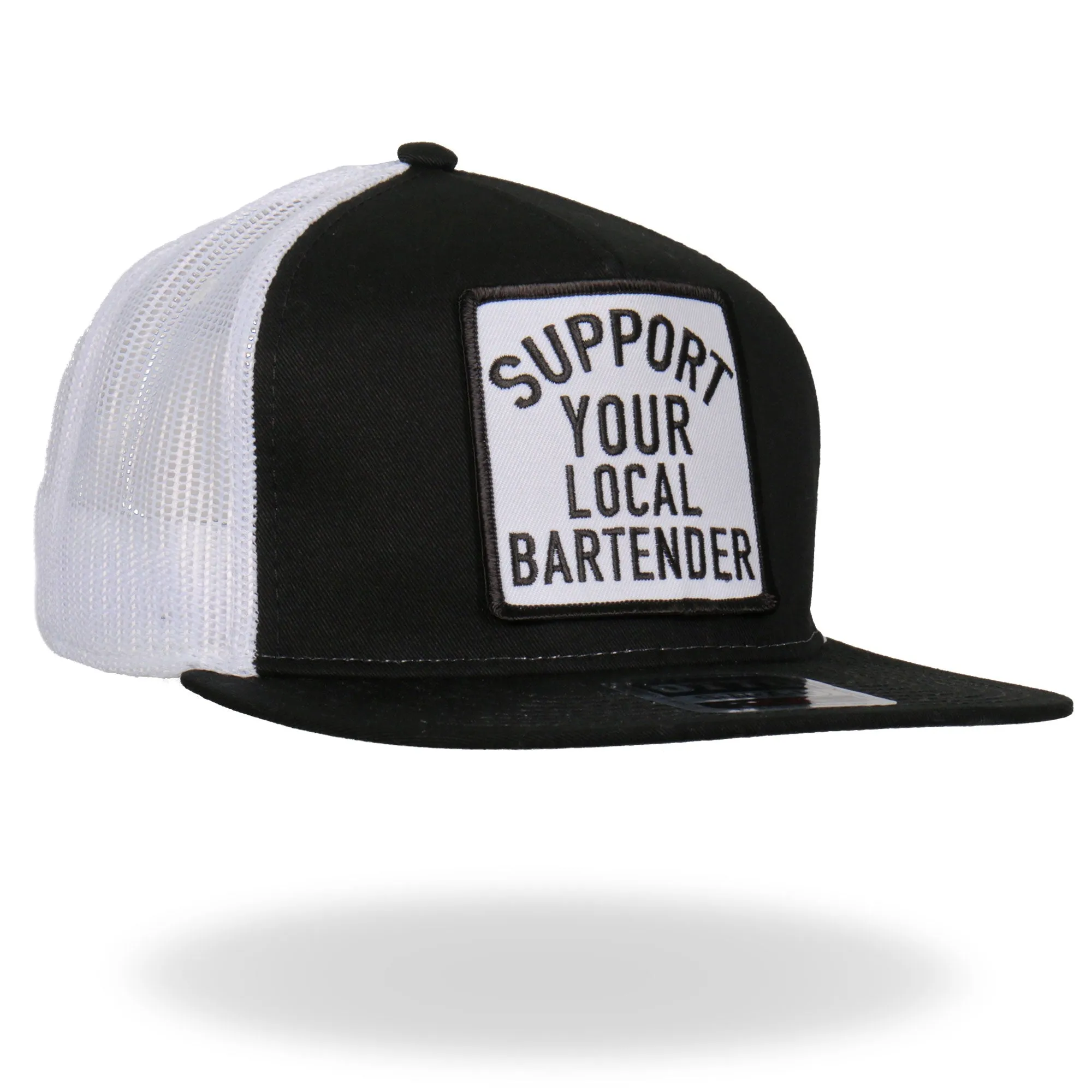 Hot Leathers GSH2007 Support Your Local Bartender Black and White Snapback Ball Cap