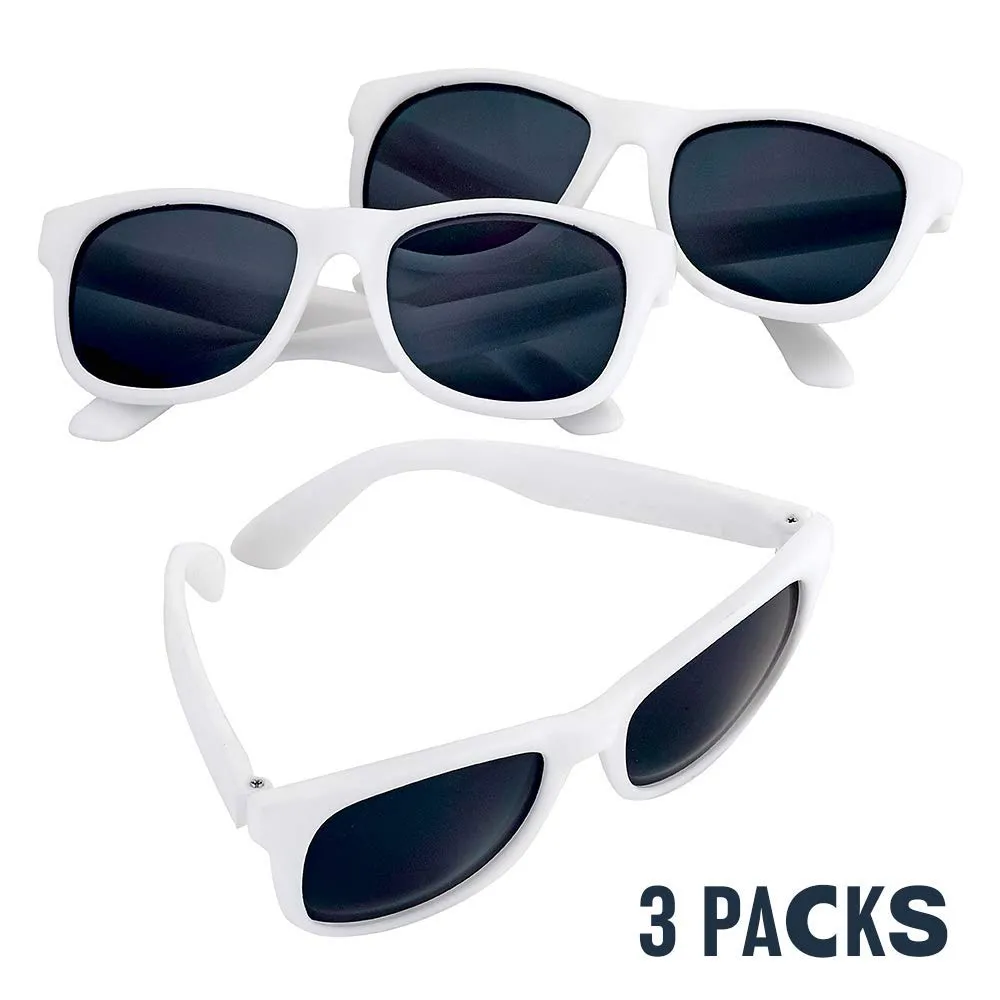 Kicko White Sunglasses - 3 Pack, Unisex - for Daily Wear, and High Fashion Accessories