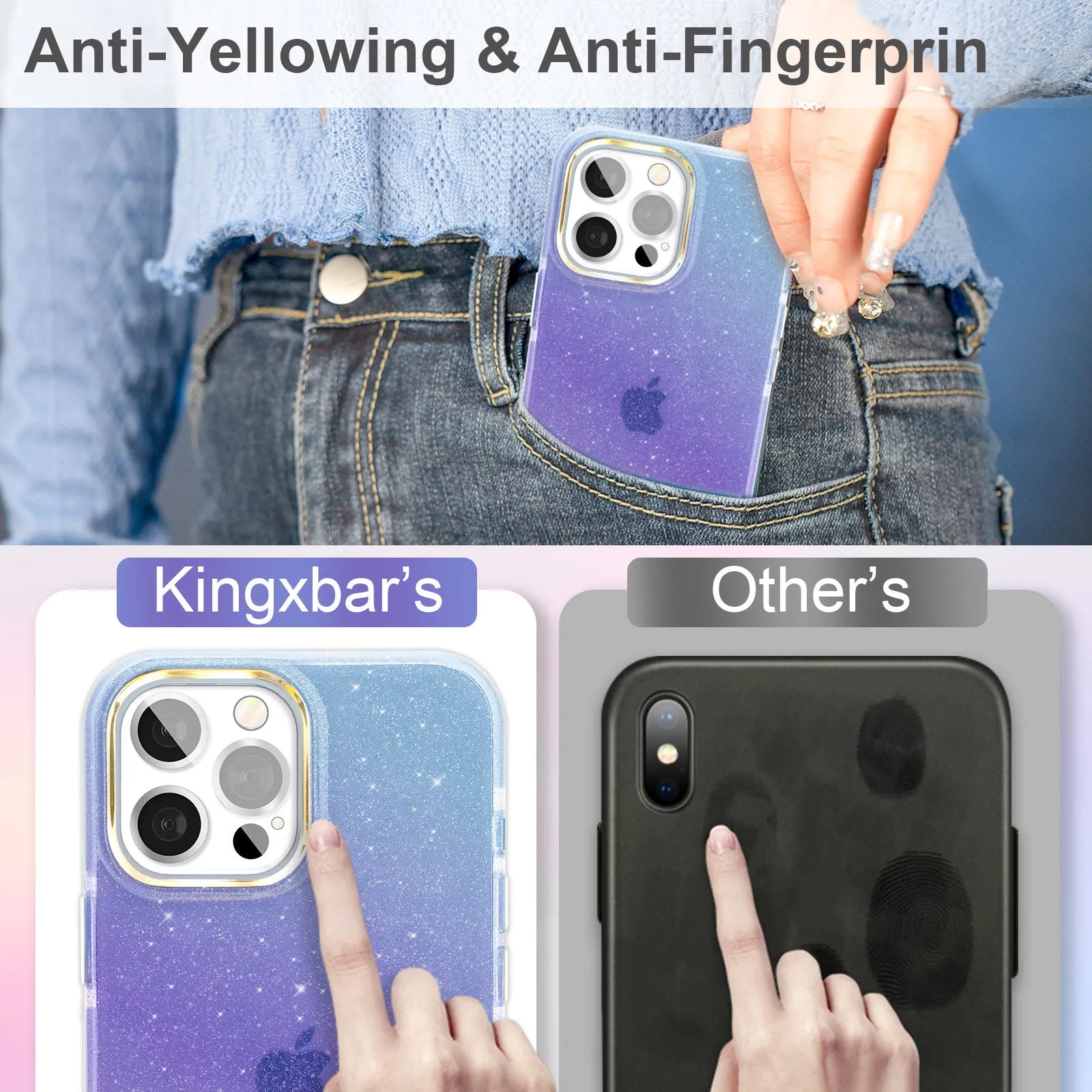 KINGXBAR Psychedelic Self-Repair Glitter Back Cover Case