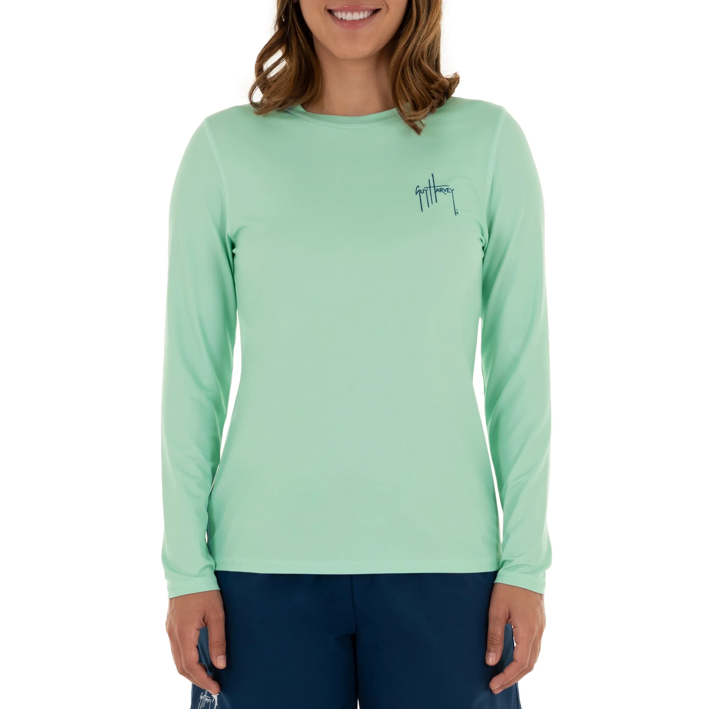 Ladies Lure Americana Long Sleeve Green Sun Protection Top