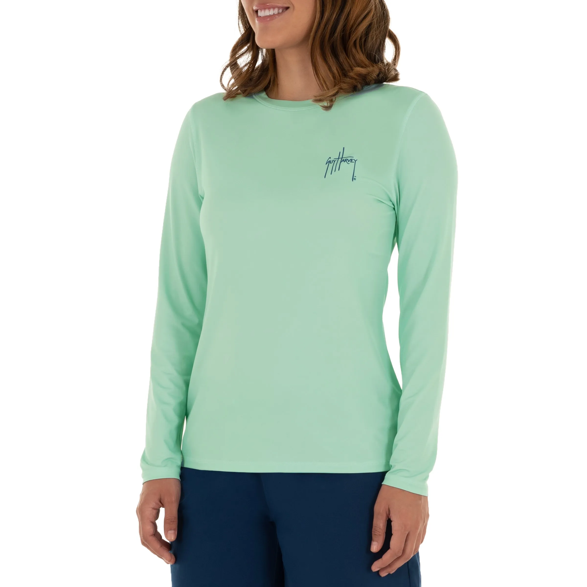 Ladies Lure Americana Long Sleeve Green Sun Protection Top