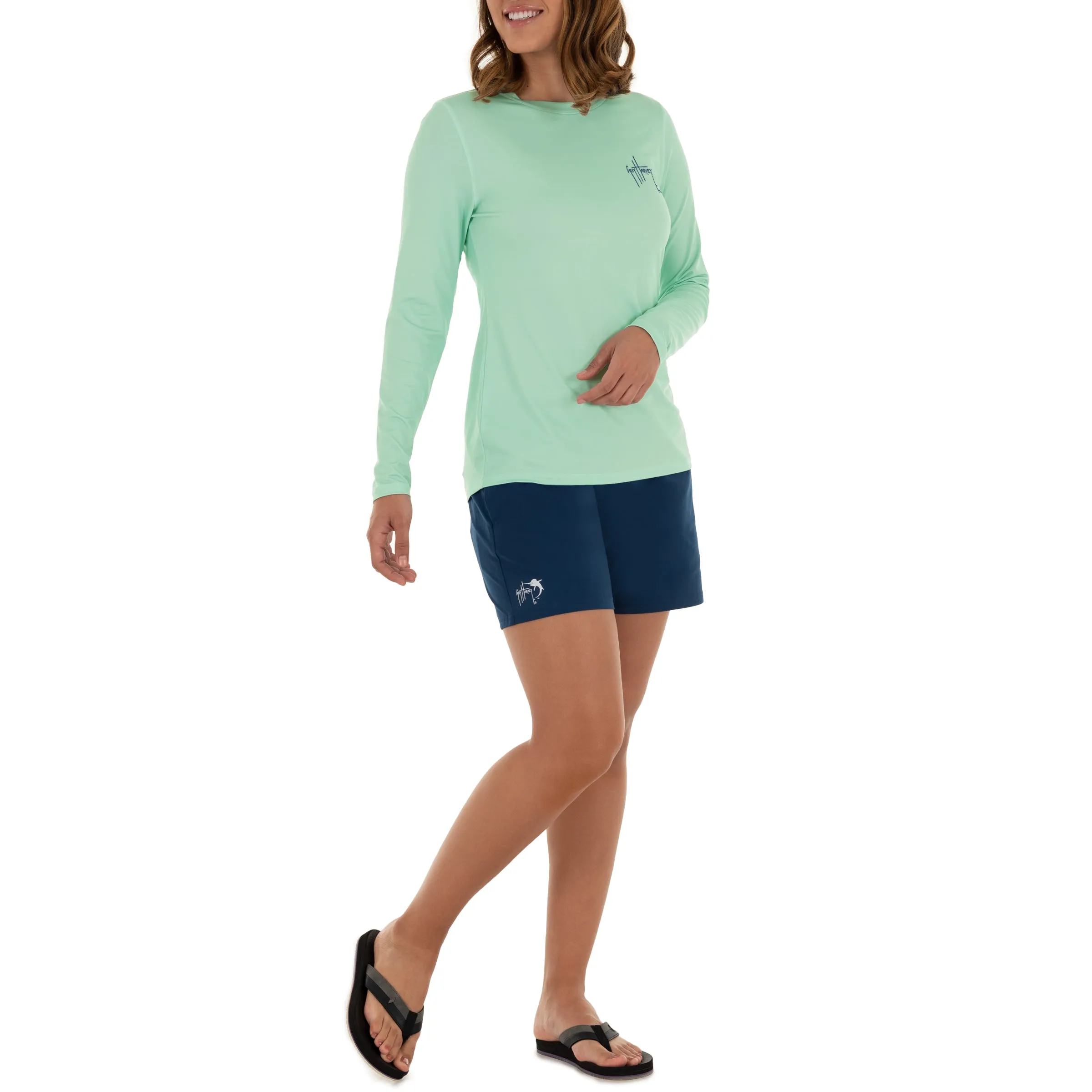 Ladies Lure Americana Long Sleeve Green Sun Protection Top