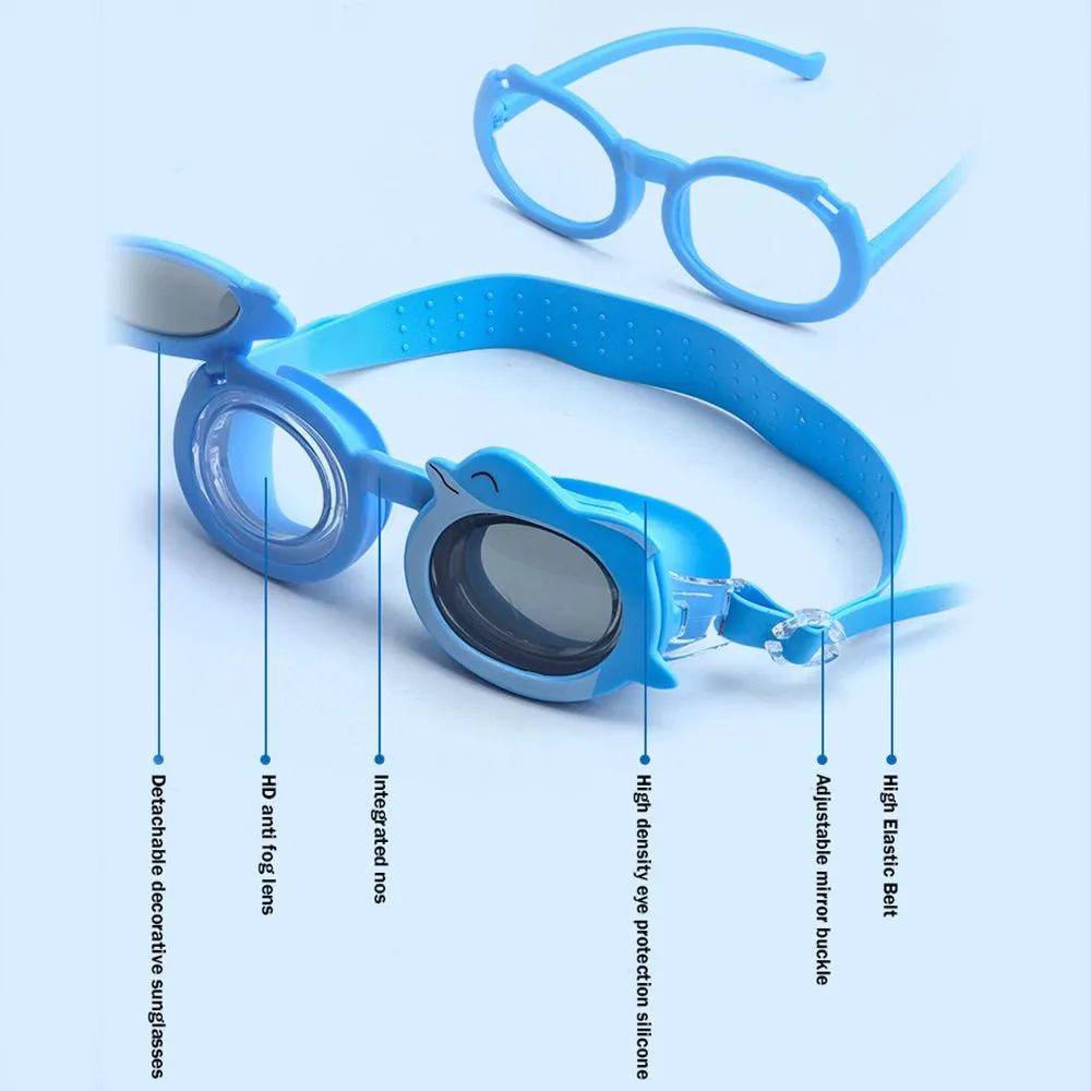 Little Surprise Box Fish Dual Glass Frame Sun protection & Swimming Goggles for Kids, UV protected and Anti Fog.