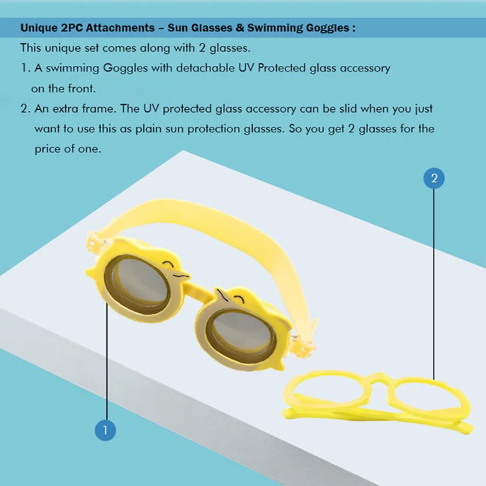 Little Surprise Box Fish Dual Glass Frame Sun protection & Swimming Goggles for Kids, UV protected and Anti Fog.