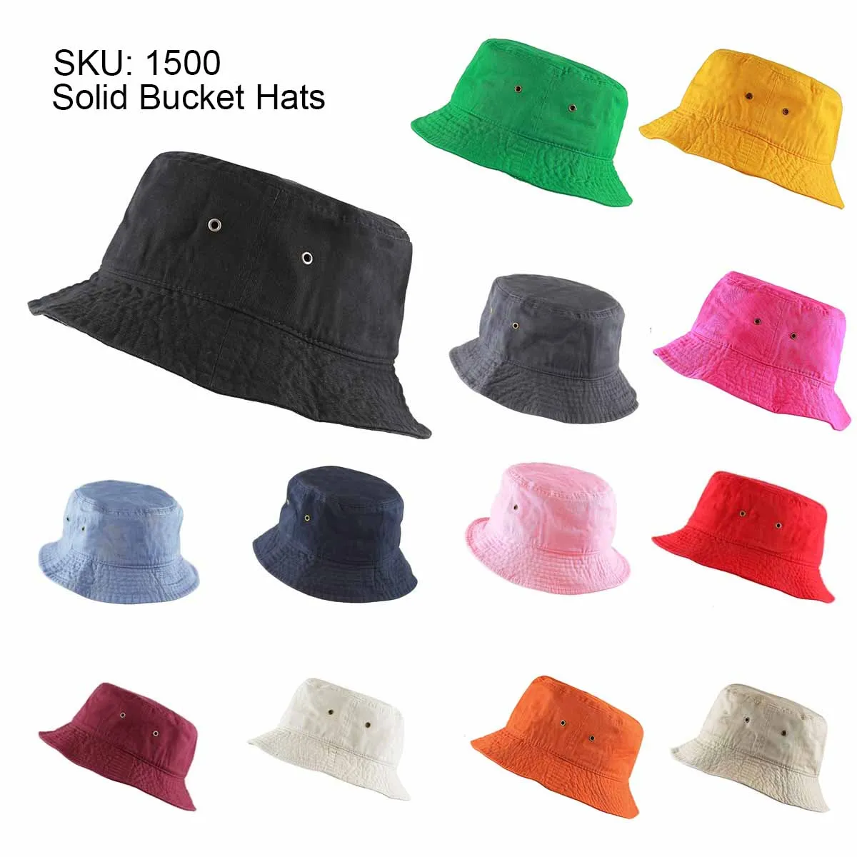 Newhattan 100% Cotton Solid Bucket hats Unisex