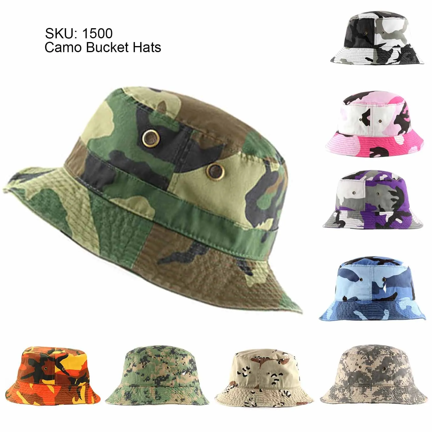 Newhattan Cotton Camo Bucket hats Unisex