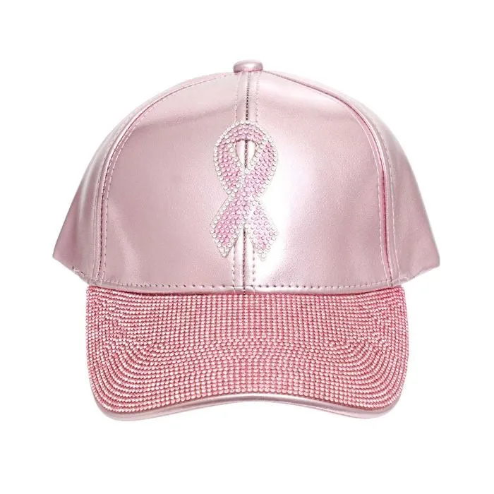 Pink Leather Pink Ribbon Hat