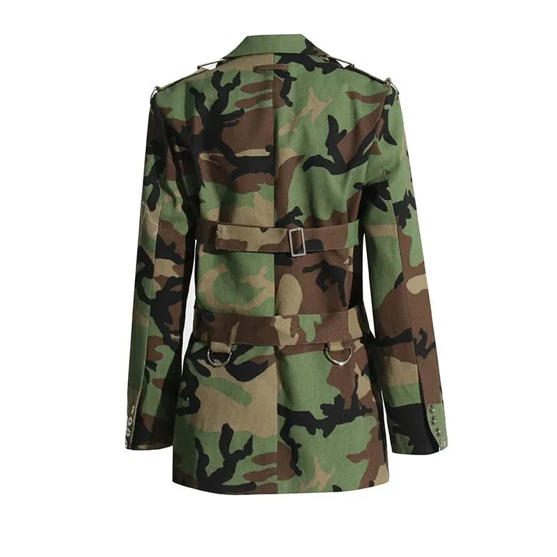 Pre Order:  Camouflage Single-Breasted Belted Blazer - @phenomenalkat