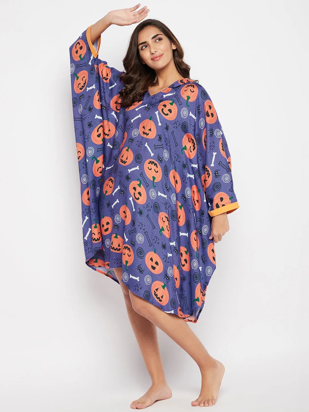 Purple Slim Fit hooded Halloween Kaftan Dress