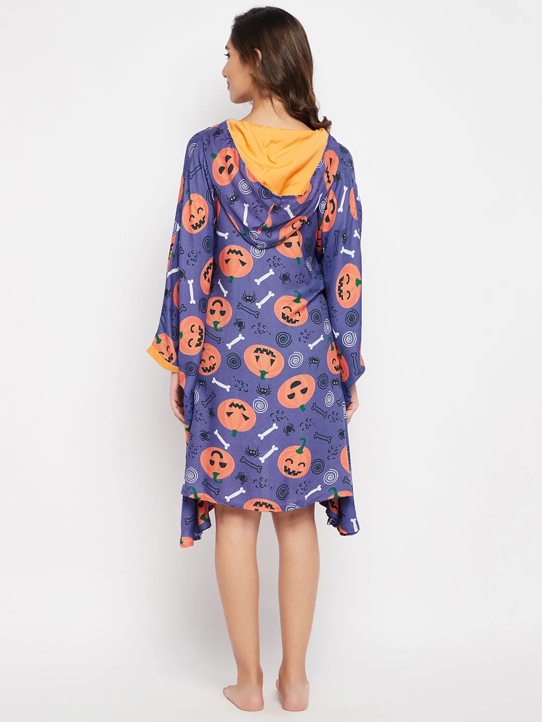 Purple Slim Fit hooded Halloween Kaftan Dress