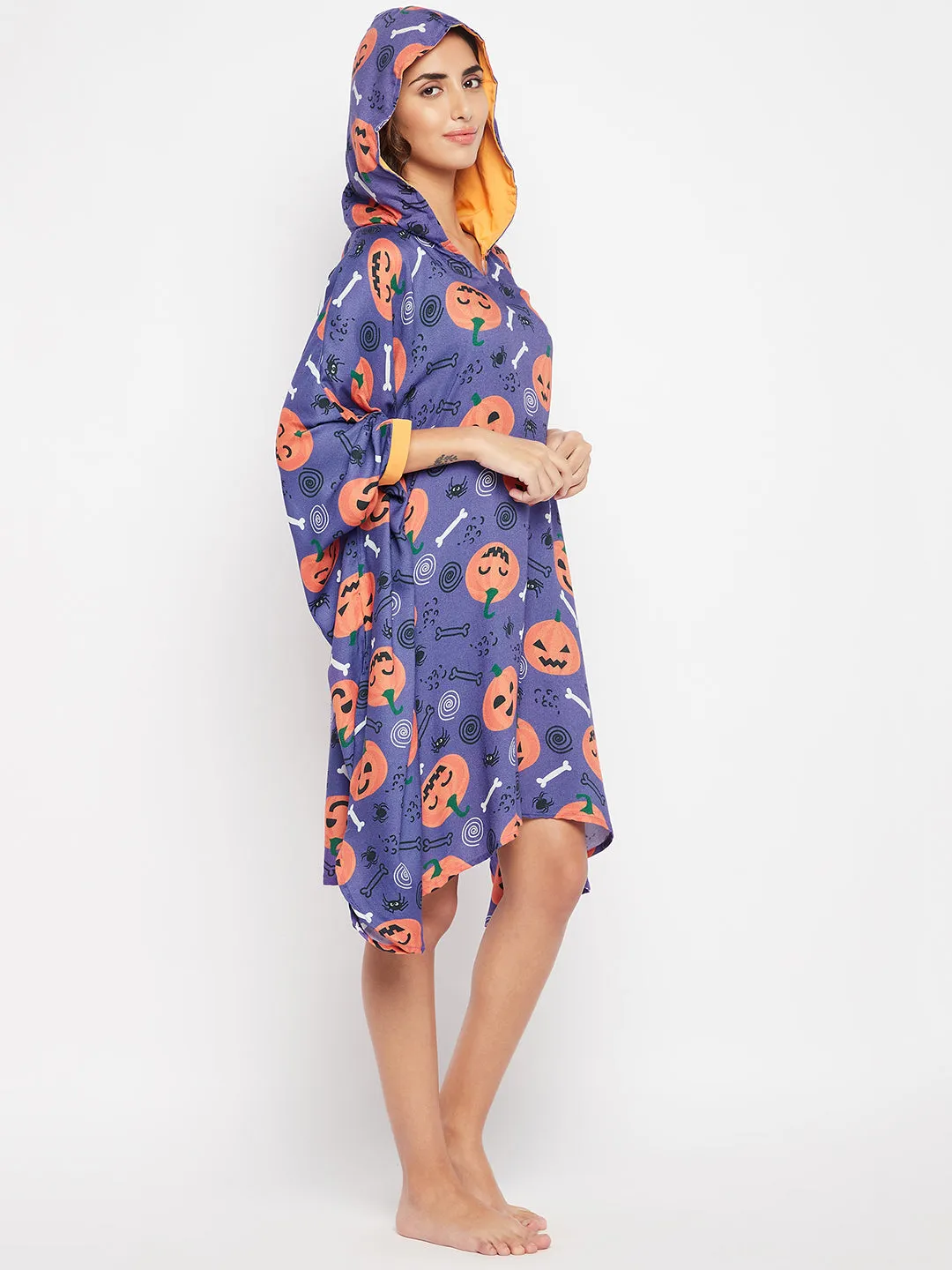 Purple Slim Fit hooded Halloween Kaftan Dress