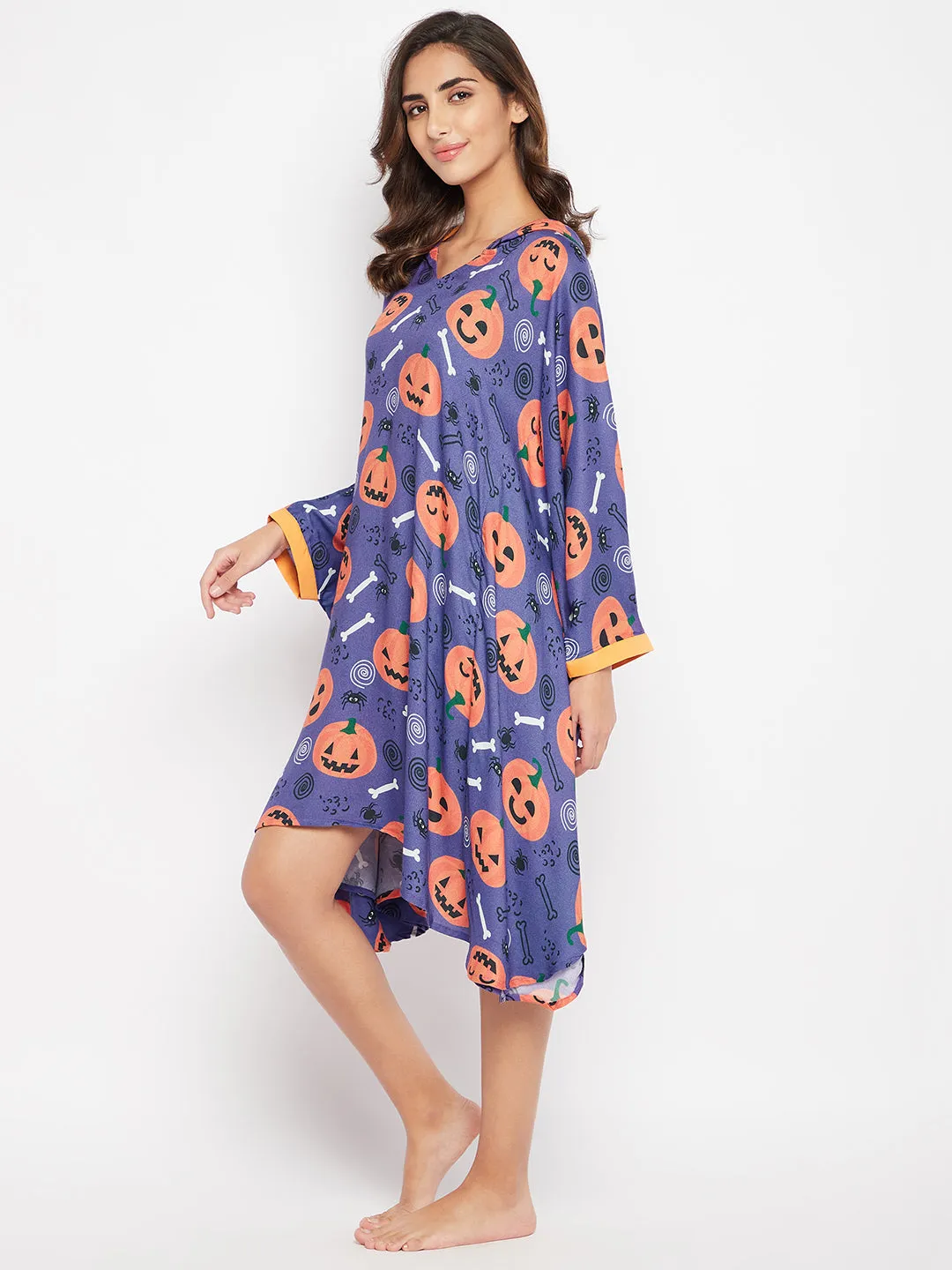 Purple Slim Fit hooded Halloween Kaftan Dress