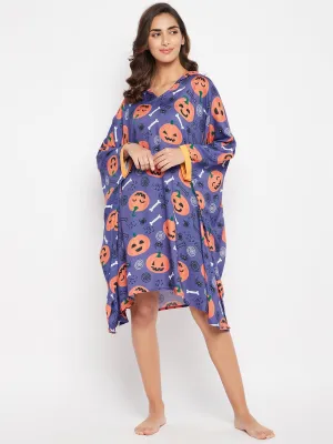 Purple Slim Fit hooded Halloween Kaftan Dress