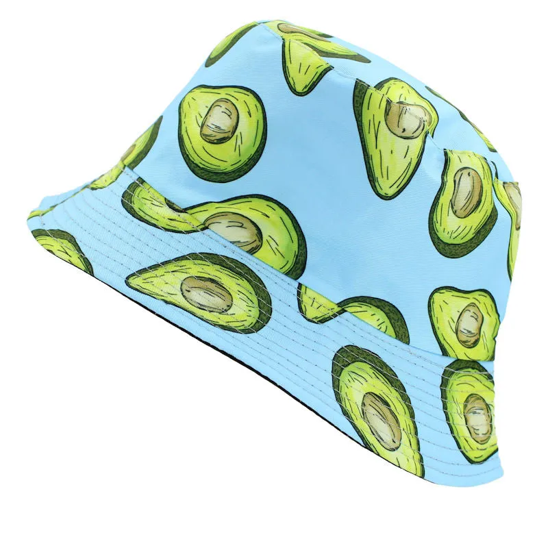 Reversible Avocado Printed Bucket Hat - Blue