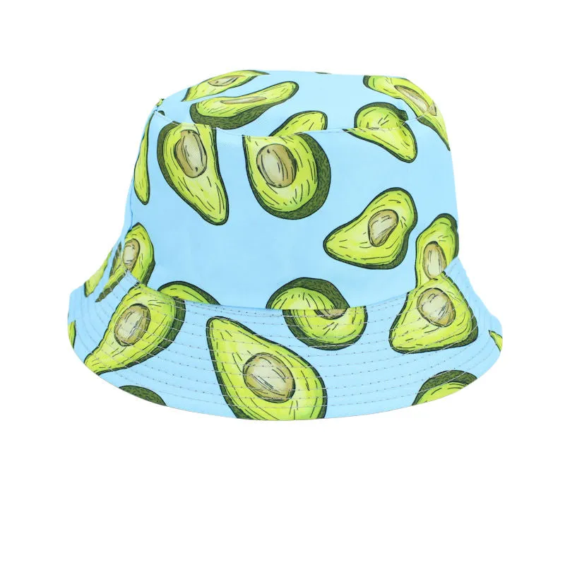 Reversible Avocado Printed Bucket Hat - Blue