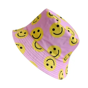 Reversible Emoji Bucket Hat - Pink