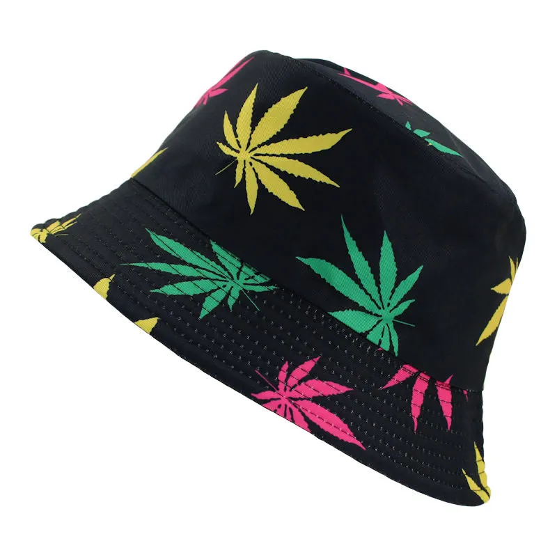 Reversible Leaves Bucket Hat - MULTI GRN