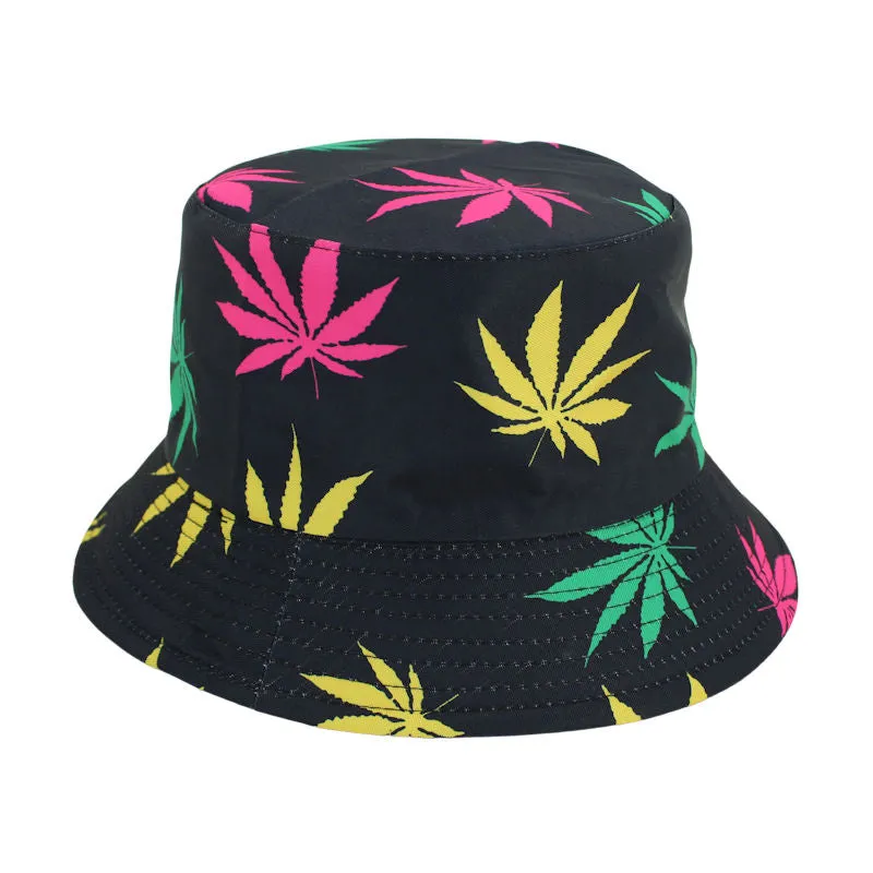 Reversible Leaves Bucket Hat - MULTI GRN