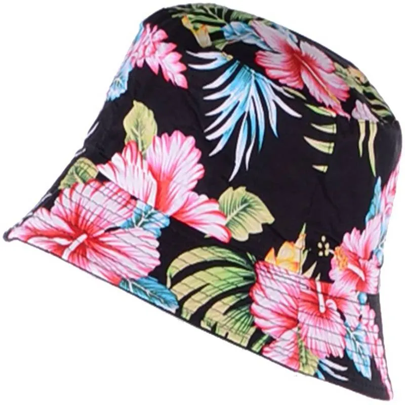 Reversible Printed Bucket hat JH618 black