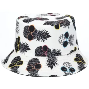 Reversible Printed Bucket Hat Pine Apple JH903 White