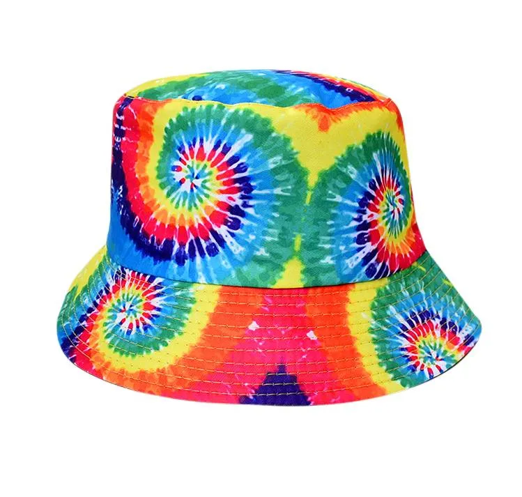 Reversible Tie Dye Bucket Hat - #23 Blue,Red