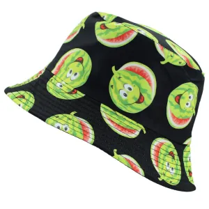 Reversible Water Melon Printed Bucket Hat- Black