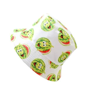 Reversible Water Melon Printed Bucket Hat- White