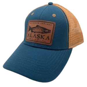 Salmon Leather Patch Alaska Baseball Hat